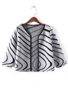 Romwe Striped Crop Grey Coat