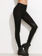Romwe Black Knee Contrast Leggings