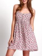 Romwe Spaghetti Strap Florals Dress With Buttons