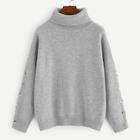 Romwe High Neck Buttoned Sleeve Sweater