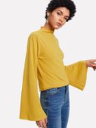 Romwe Bell Sleeve High Neck Knit Top