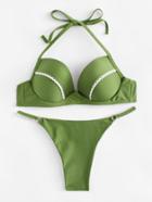 Romwe Crochet Lace Detail Bikini Set