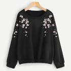 Romwe Plus Flower Embroidery Sweatshirt