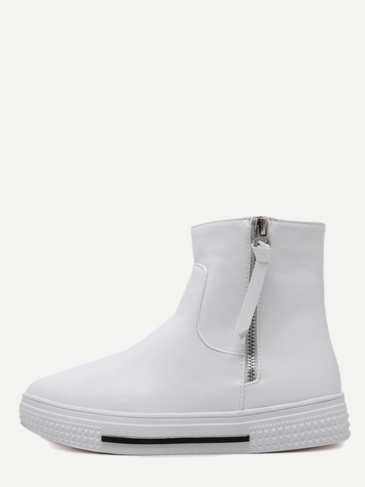 Romwe White Side Zipper High Top Sneakers