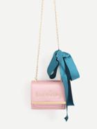 Romwe Embroidery Detail Satin Chain Bag With Strap