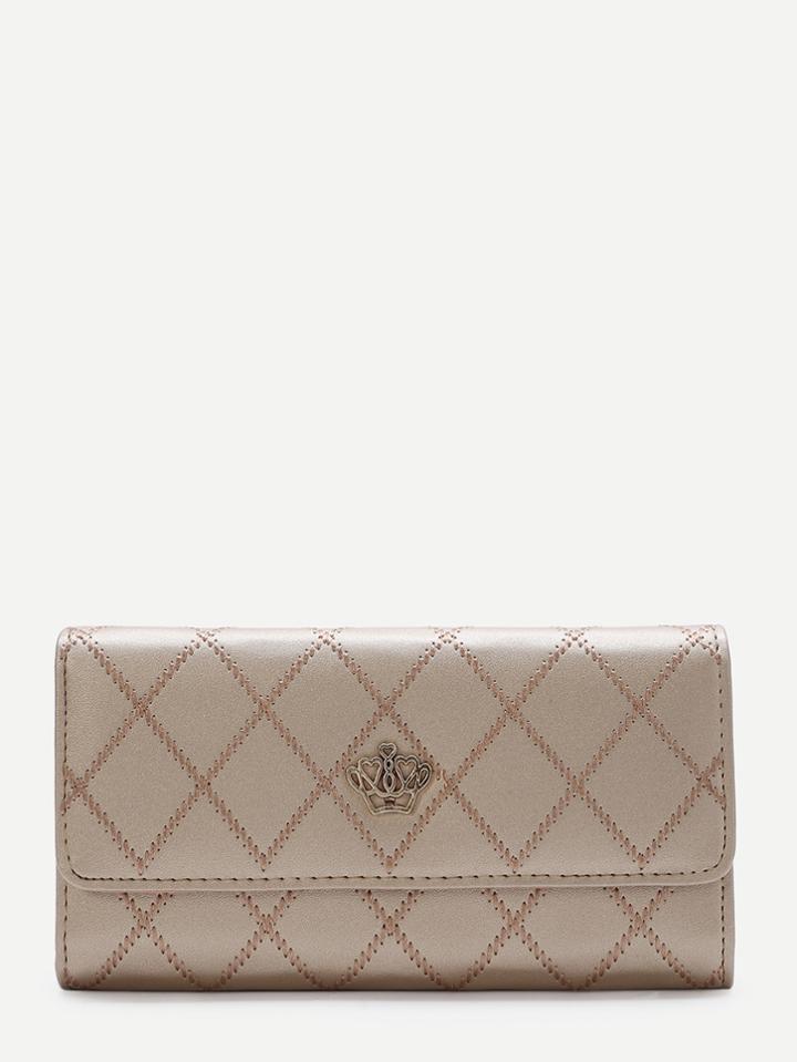Romwe Gold Crown Design Fold Wallet