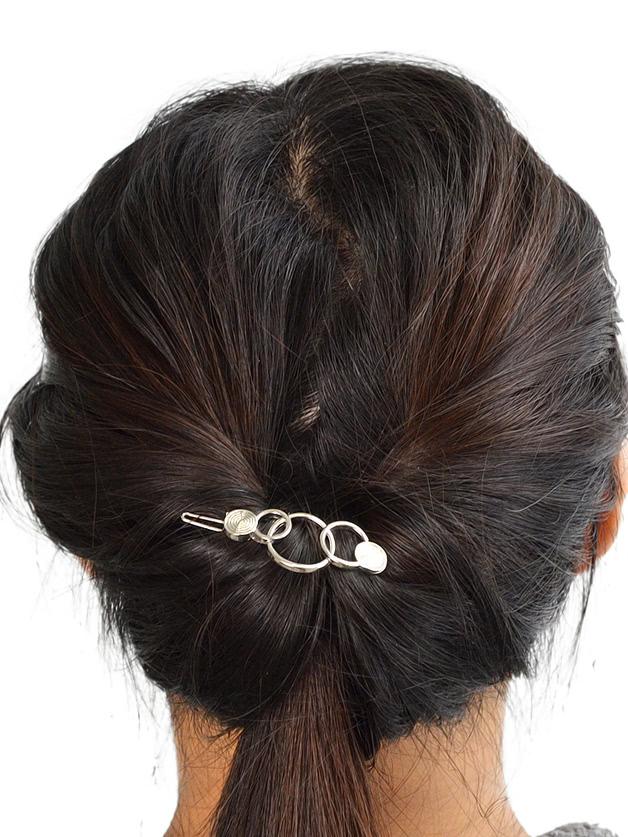 Romwe Silver Simple Geometric Hair Clip Frog Clip