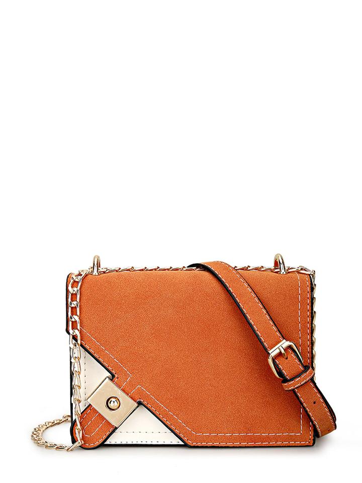 Romwe Piping Detail Color Block Pu Shoulder Bag