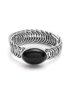 Romwe Silver Plated Gemstone Hollow Out Wrap Bangle