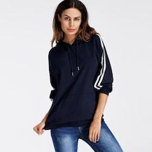 Romwe Tape Panel Hooded Sweatshirt