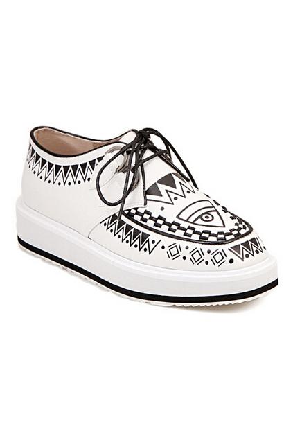 Romwe Fish Eye Print Shoelace Shoes