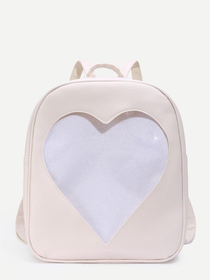 Romwe Glitter Heart Pattern Pu Backpack