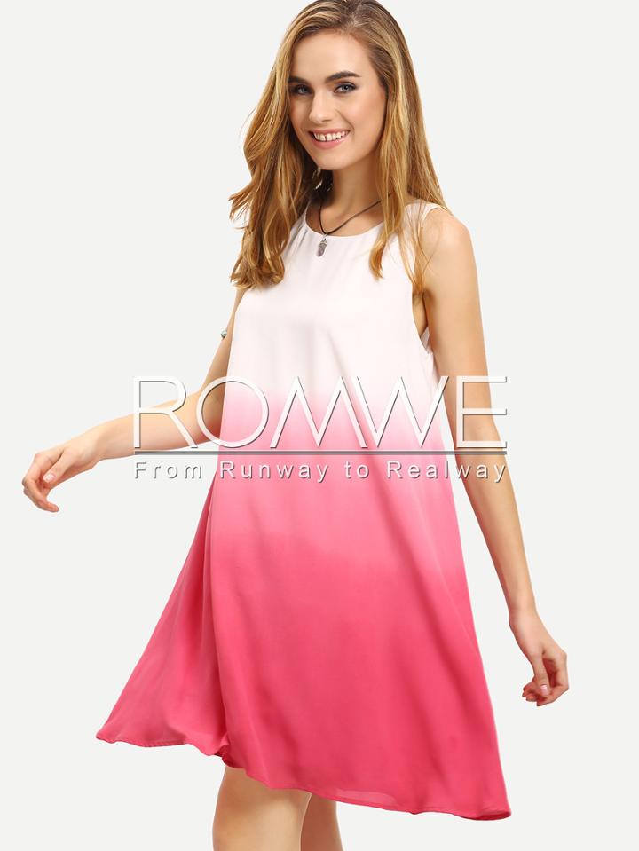 Romwe Ombre Color Sleeveless Swing Dress