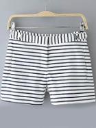 Romwe With Button Striped Shorts