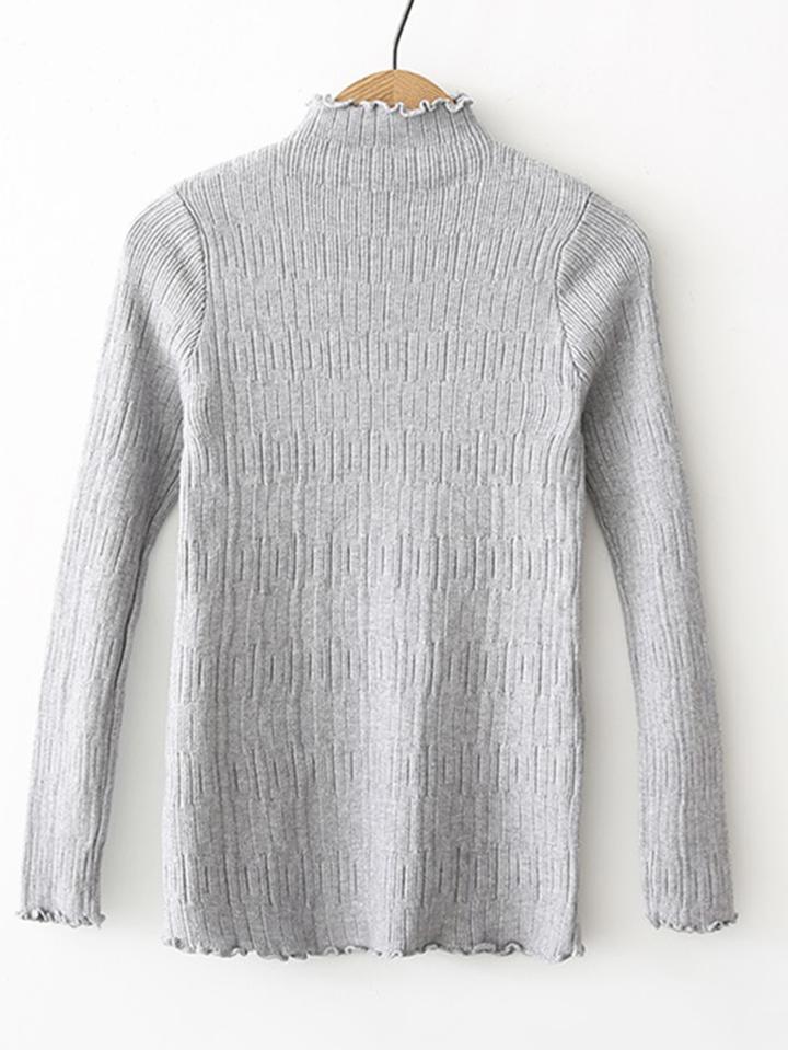 Romwe Lettuce Trim Crew Neck Knitwear