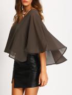 Romwe Grey V Neck Chiffon Shirt