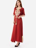 Romwe Contrast Trim Rhinestone Appliques Hijab Dress