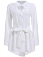 Romwe V Neck Bow Shirt Dress