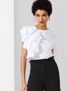 Romwe One Side Flounce Embellished Tee