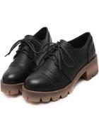 Romwe Black Chunky Heel Lace Up Ankle Boots