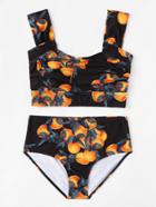 Romwe Fruit Print Wide Straps Bikini Set