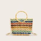 Romwe Double Handle Beaded Color-block Tote Bag