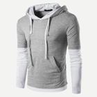 Romwe Men 2 In 1 Drawstring Hooded Tee