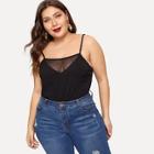 Romwe Plus Mesh Panel Cami Top