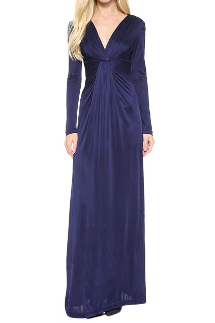 Romwe V-neck Pleated Slim Maxi Dress
