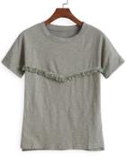 Romwe With Tassel Green T-shirt