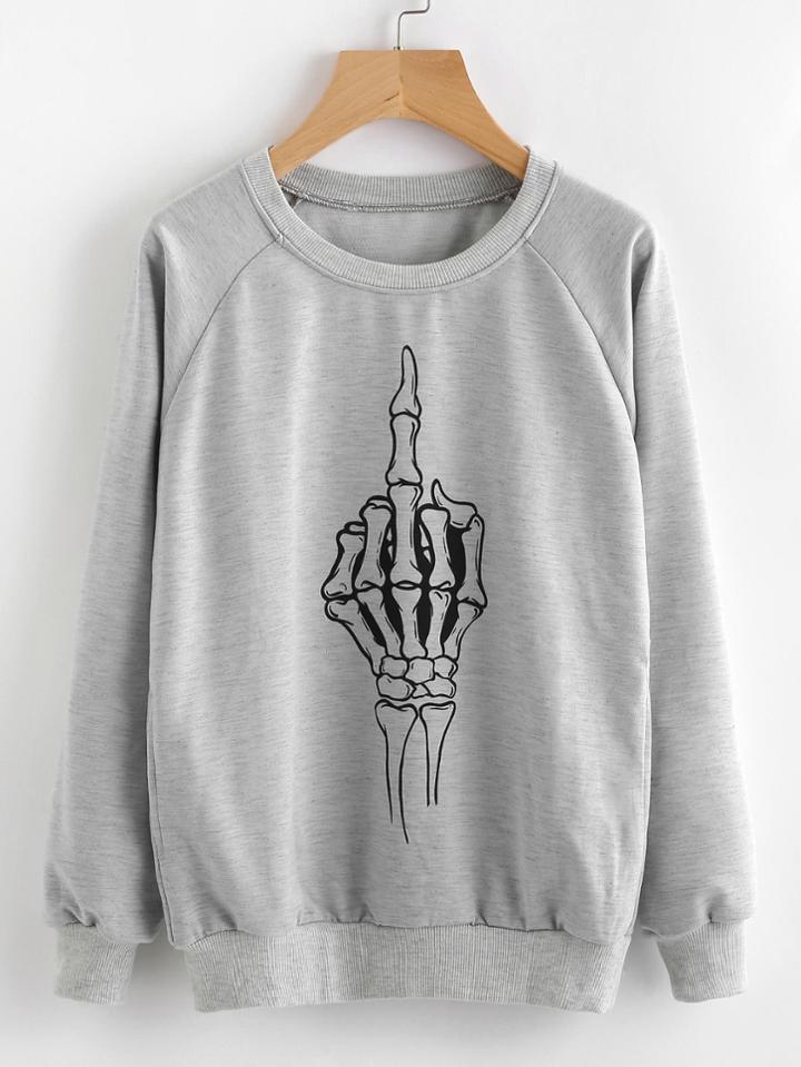 Romwe Hand Print Sweatshirt