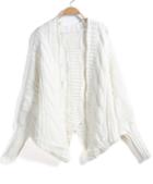 Romwe Batwing Sleeve Cable Knit Cardigan Sweater