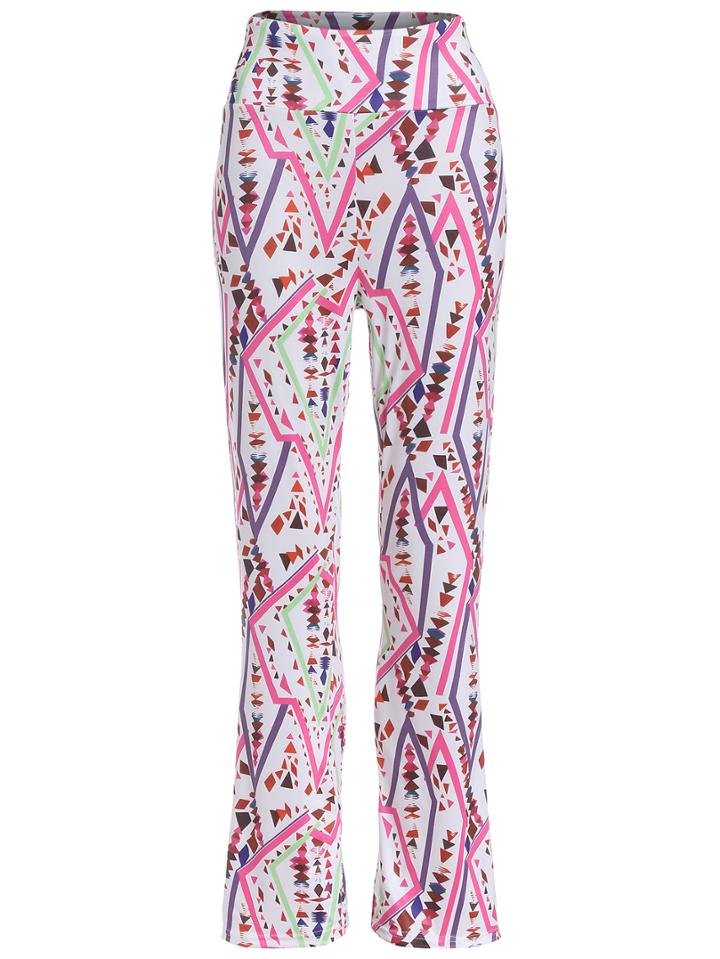 Romwe High Waist Geometric Print Bell Pant