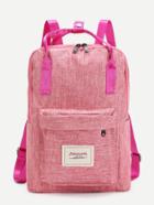 Romwe Patch Detail Double Handle Canvas Backpack