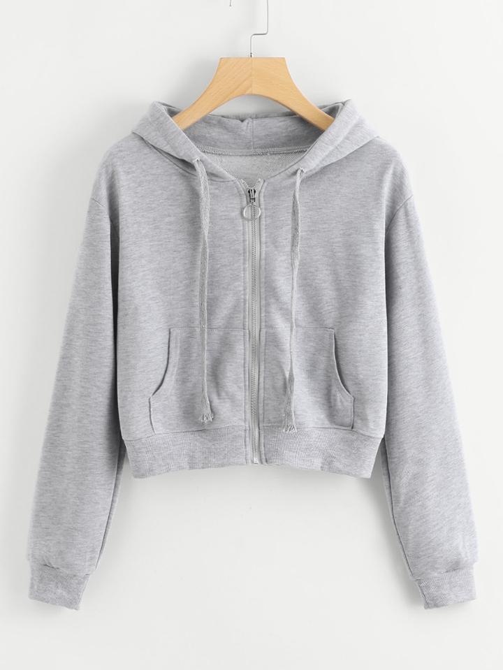 Romwe Pocket Front Zip Up Jacket