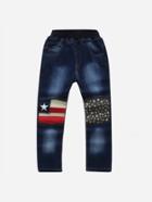 Romwe Contrast American Flag Jeans
