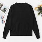 Romwe Ribbed Solid Sweater