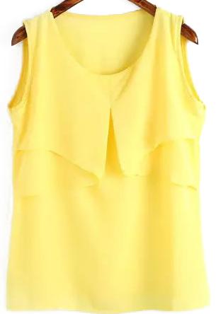 Romwe Ruffle Yellow Tank Top