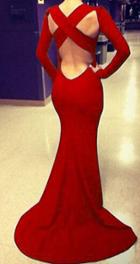 Romwe Cross Backless Maxi Red Dress