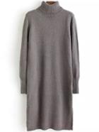 Romwe Turtleneck Long Grey Sweater