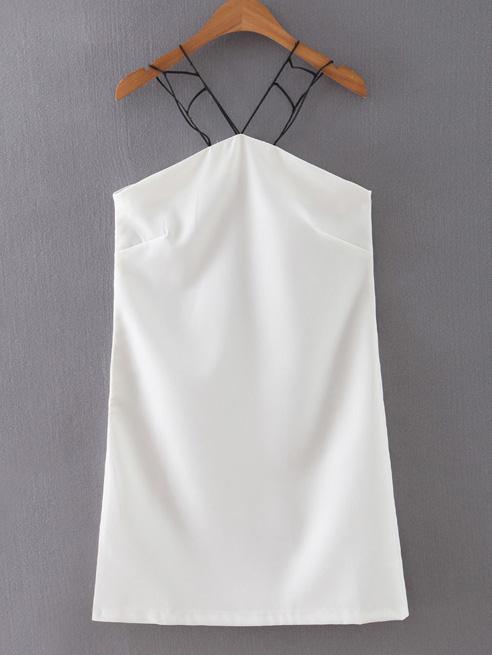 Romwe White Slim Spaghetti Top