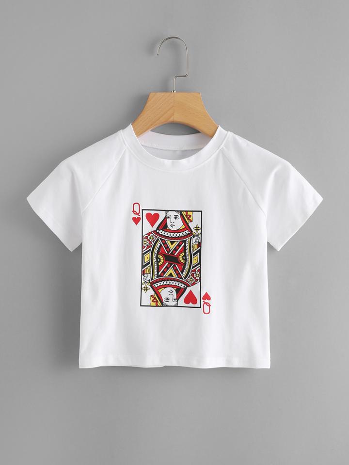 Romwe Poker Cards Print Tee
