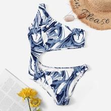 Romwe Random Ink Drawing Cut-out Side One Piece Swim
