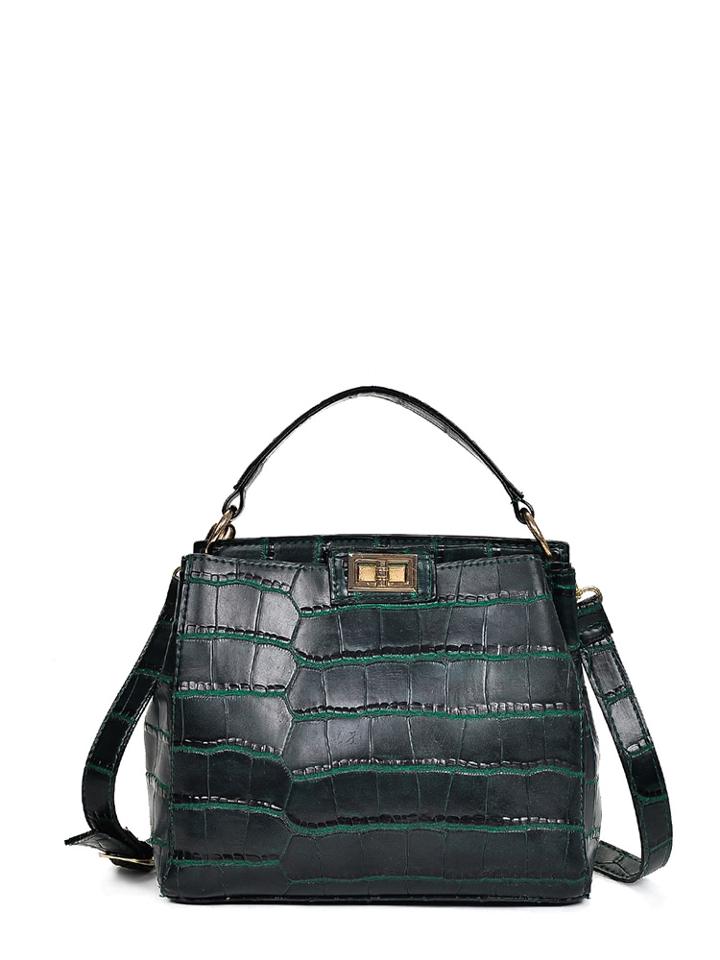 Romwe Crocodile Pattern Pu Shoulder Bag