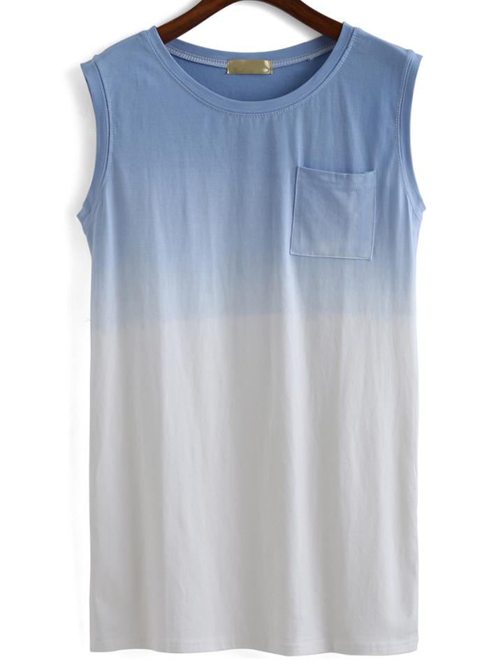 Romwe With Pocket Ombre Color-block Tank Top