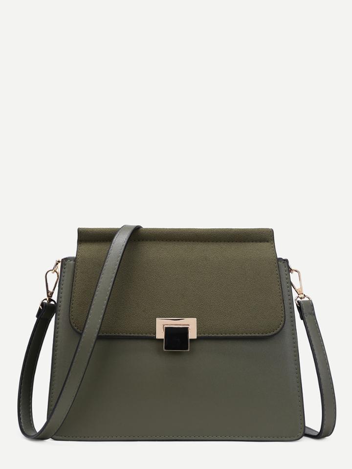 Romwe Flap Pu Crossbody Bag With Adjustable Strap
