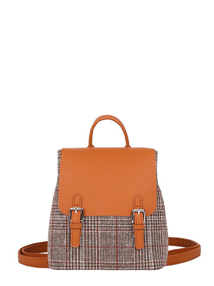 Romwe Double Buckle Plaid Shoulder Bag