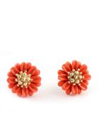 Romwe Red Bead Flower Stud Earrings