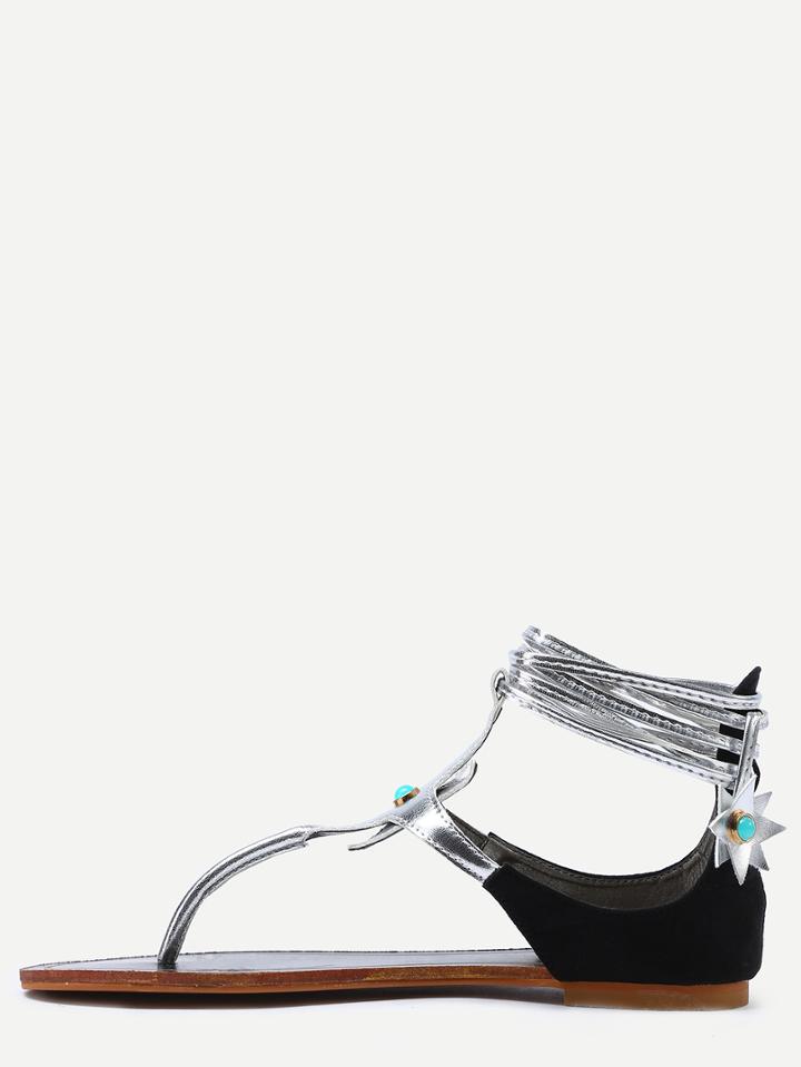 Romwe Black T-strap Beach Sandals