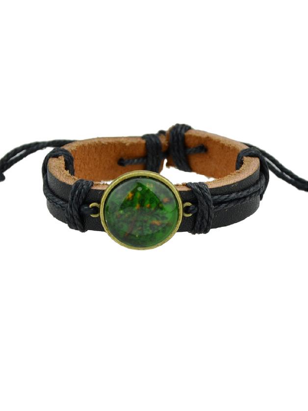 Romwe Green Hiphop Jewelry Rock Style Pu Leather Bracelets